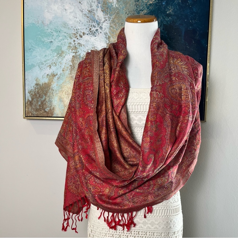 Paisley Pashmina with Fringe - Picture 2 of 6